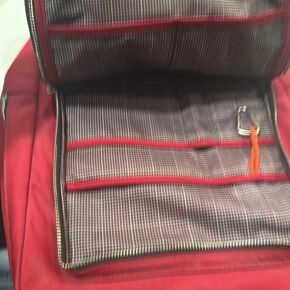 Jack spade backpack - used once.  Red with plaid interior. - Picture 5 of 6